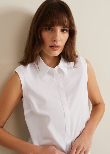 Phase Eight Aimee Sleeveless Shirts White Australia | XG6549238